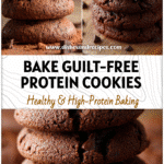 Stack of Double Chocolate Protein Cookies showing rich cocoa texture and protein-packed ingredients.